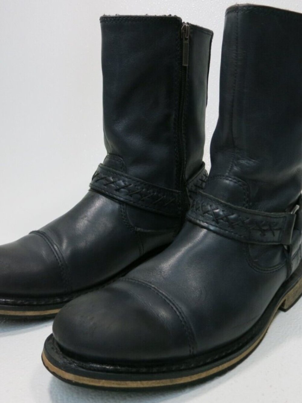 Harley-Davidson Black Leather Mid-Calf Engineer Boots